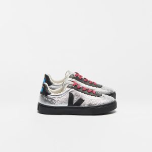 VOLLEY ELASTIC LACES LEATHER VEJA X JELLY MALLOW SILVER