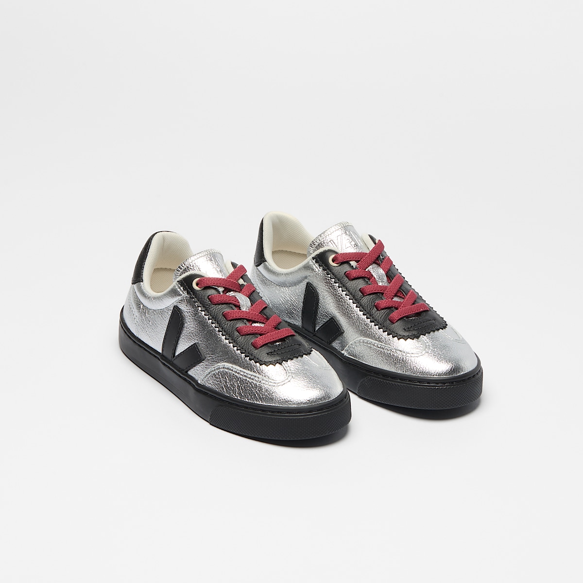 VOLLEY ELASTIC LACES LEATHER VEJA X JELLY MALLOW SILVER - Image 2